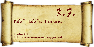 Kürtös Ferenc névjegykártya