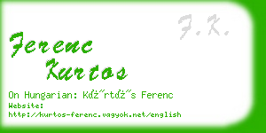 ferenc kurtos business card